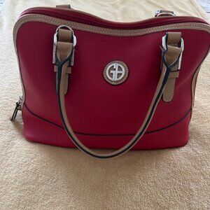 Gianin Bernini Handbag, red with carmel trim